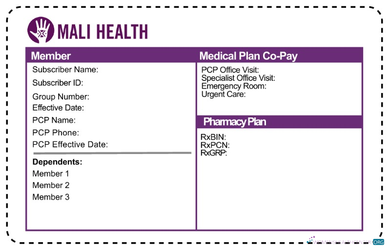 Download Mali health insurance card Photoshop template
